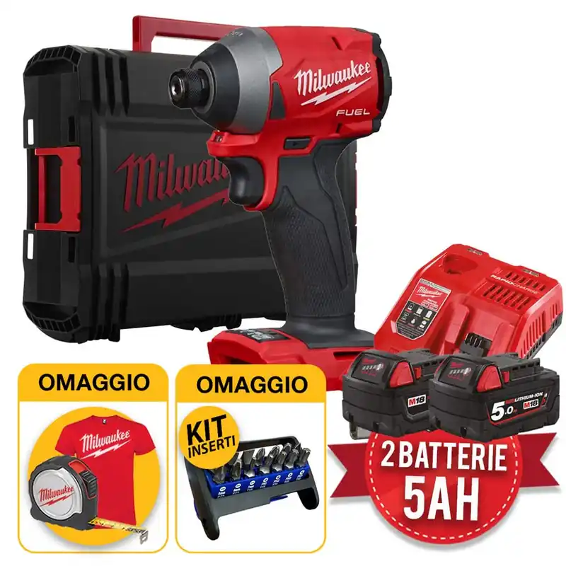 Must-Have Milwaukee M18 FID2-502X - Avvitatore ad impulsi 1/4" M18FID2 - 2 batterie 5Ah