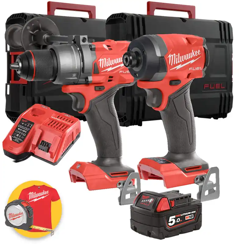 Milwaukee M18 FPP2A2-501X - Kit 18V Fuel Trapano a percussione M18FPD3 + Avvitatore ad impulsi 1/4" M18FID3 Offerta Del Giorno