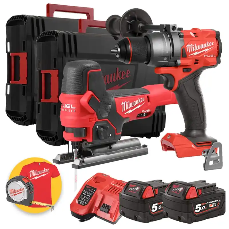 Soddisfatti O Rimborsati Milwaukee M18FPP2AB2-502X - Kit utensili a batteria Trapano FPD3 + Seghetto alternativo FBJS