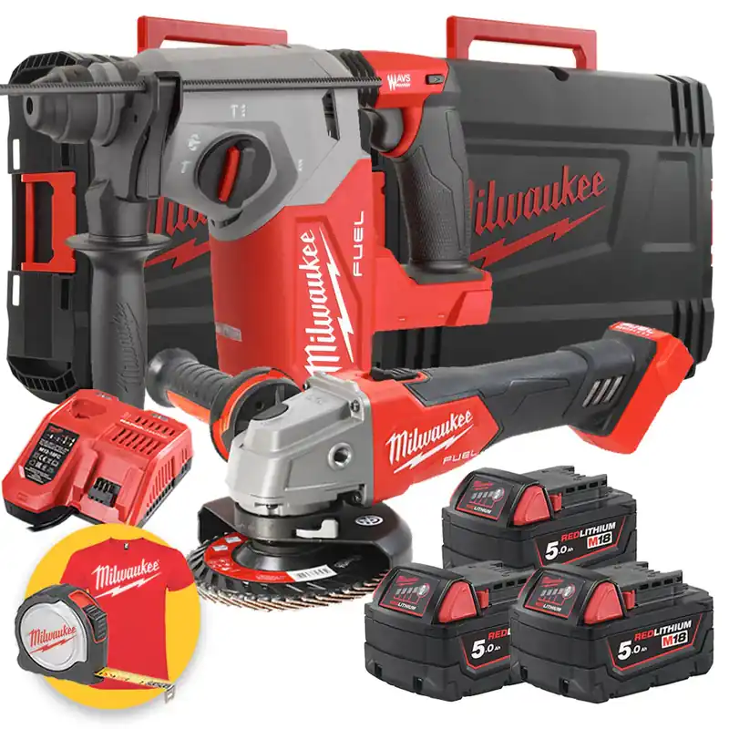 Offerta Speciale Milwaukee M18 FPP2OA-503X - Kit utensili a batteria 18V Fuel Tassellatore + Smerigliatrice
