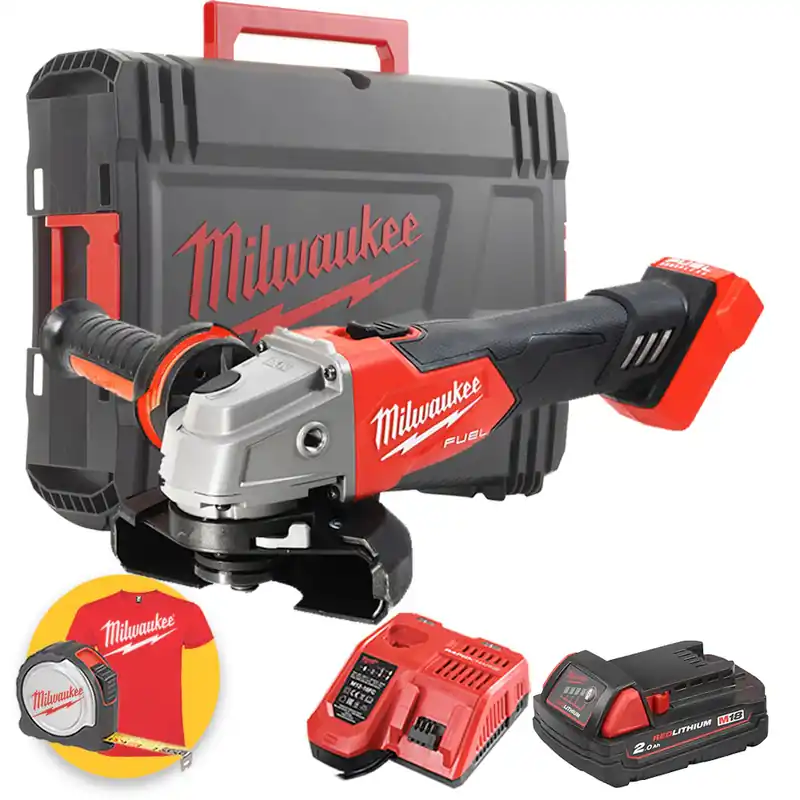 Milwaukee M18 FSAG125X-102X - Smerigliatrice angolare a batteria M18 Fuel 2Ah, in valigetta Heavy Duty Miglior Prezzo