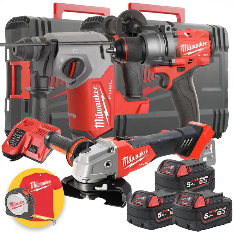 Milwaukee kit utensili a batteria - Tassellatore M18 FH + Smerigliatrice FSAG125X + Trapano M18 FPD3 Soddisfatti O Rimborsati