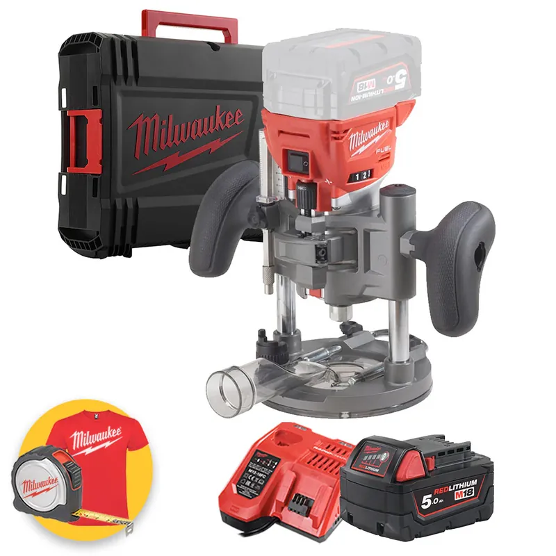 Offerta Speciale Milwaukee M18 FTR8-501X - Fresatrice per legno a batteria M18 Fuel -1 x Batteria 18V 5Ah + Caricabatterie