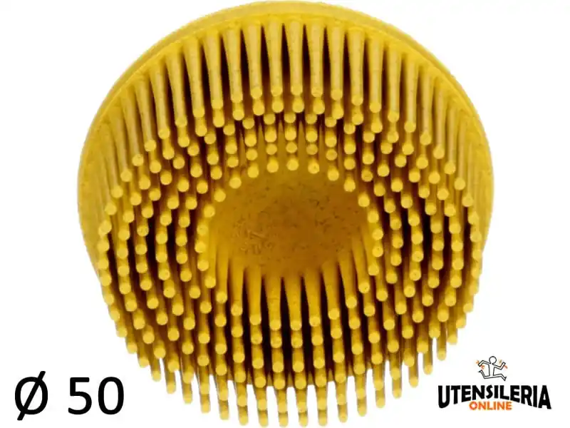 Professionale Dischi a tazza Bristle 3M attacco Roloc™ Ø 50 mm grana 80 (10pz)