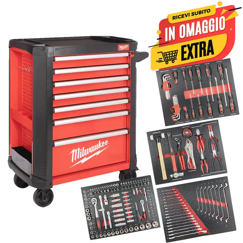 Affare Milwaukee SRC30-1F - Carrello portautensili porta attrezzi a 7 cassetti - completo di utensili