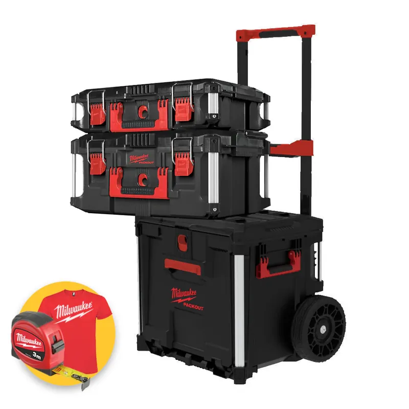 Sconto Milwaukee Packout Starter set 3 - Trolley cassettiera cassetta porta attrezzi - 3 pezzi