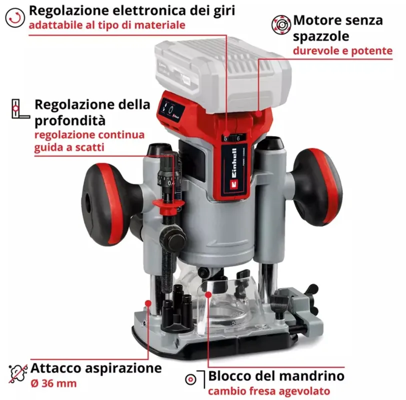 Einhell TP-RO 18 Li BL - Solo - Fresatrice verticale a batteria 18V solo corpo Ordina Subito