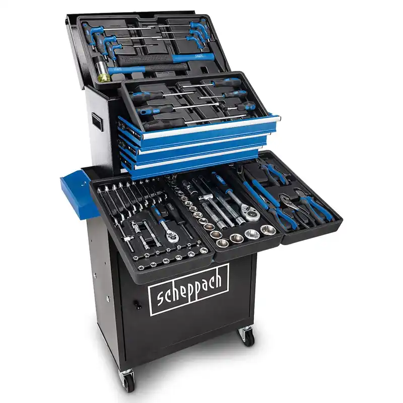Scheppach TW1200 - Carrello porta attrezzi completo di 70 utensili per officina Non Perdere