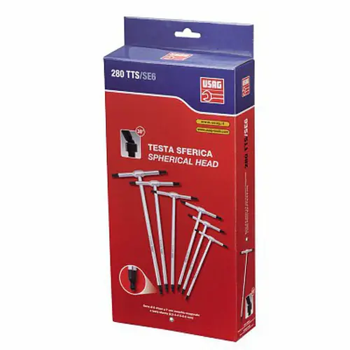 Usag 280 TTS/SE6 - Serie di 6 chiavi a T maschio esagonali con testa sferica Offerta
