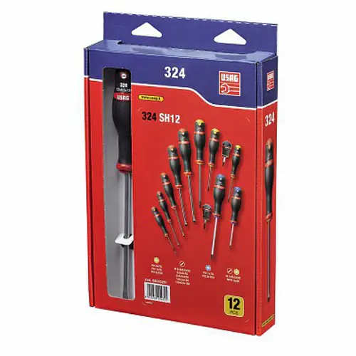 Usag 324 SH12 - Serie di 12 giraviti per viti con intaglio, impronta a croce PHILLIPS® e impronta a croce POZIDRIV® -SUPADRIV® Economico