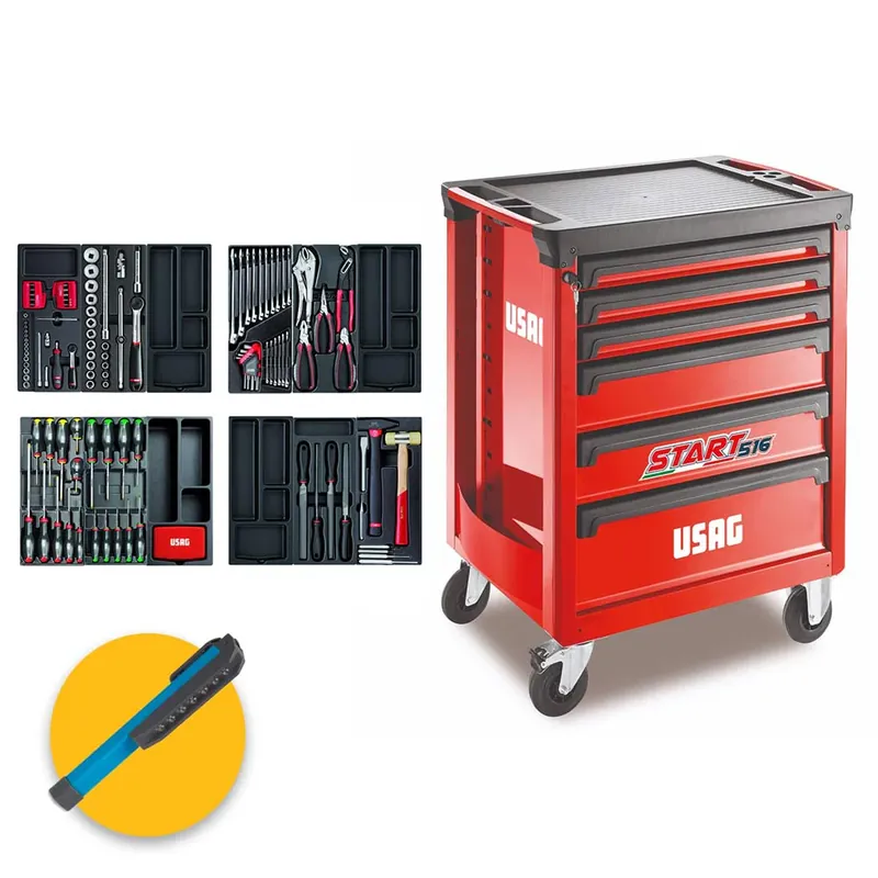 Usag 516 ST6PM - Carrello portautensili per attrezzi 6 cassetti completo di 157 utensili Occasione