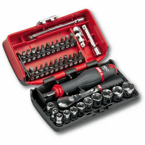 Professionale Usag 609 1/4 EB - Assortimento in cassetta bimateriale con bussole esagonali ed inserti per avvitatura (38 pz)