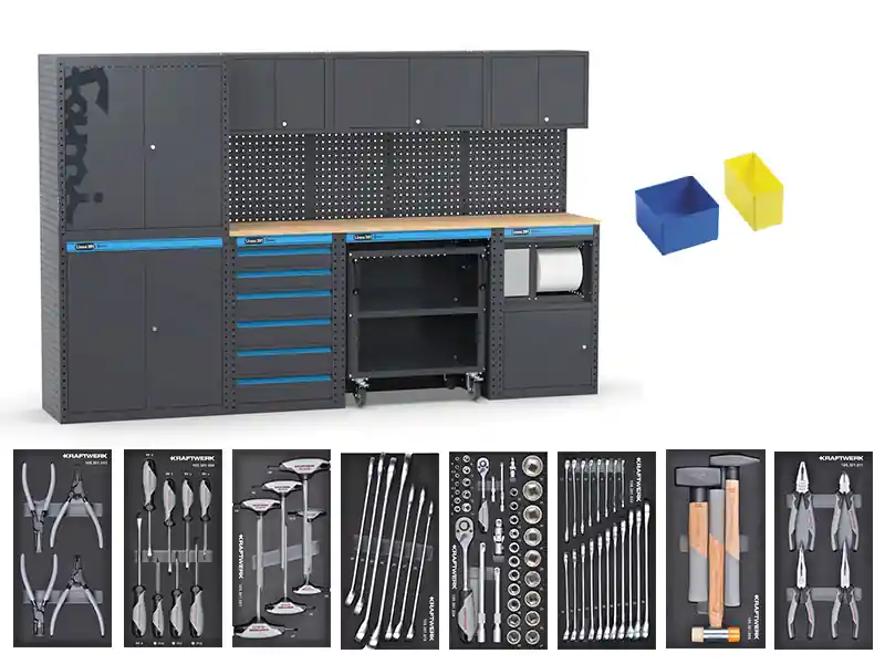Arredo Fami Garage 391 G15 3040x495x1900mm con 84 utensili Kraftwerk e 20 portaminuteria Miglior Prezzo