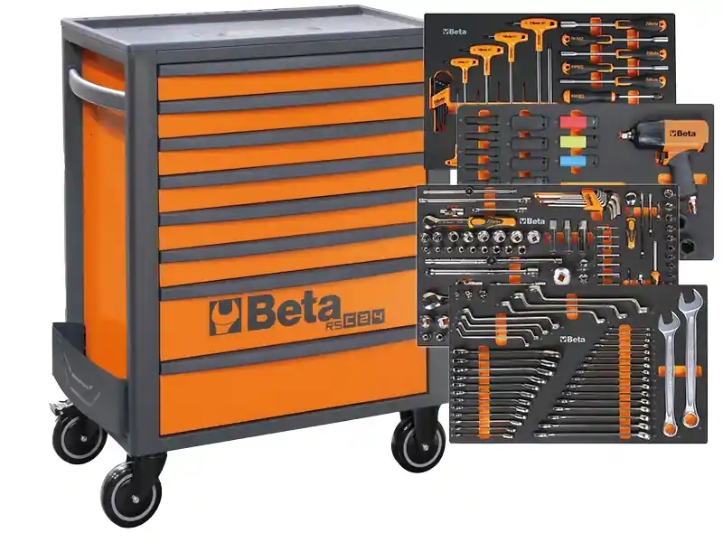 Nuova Collezione Carrello porta attrezzi Beta RSC24 da 8 cassetti con 445 utensili inclusi + cuffie bluetooth
