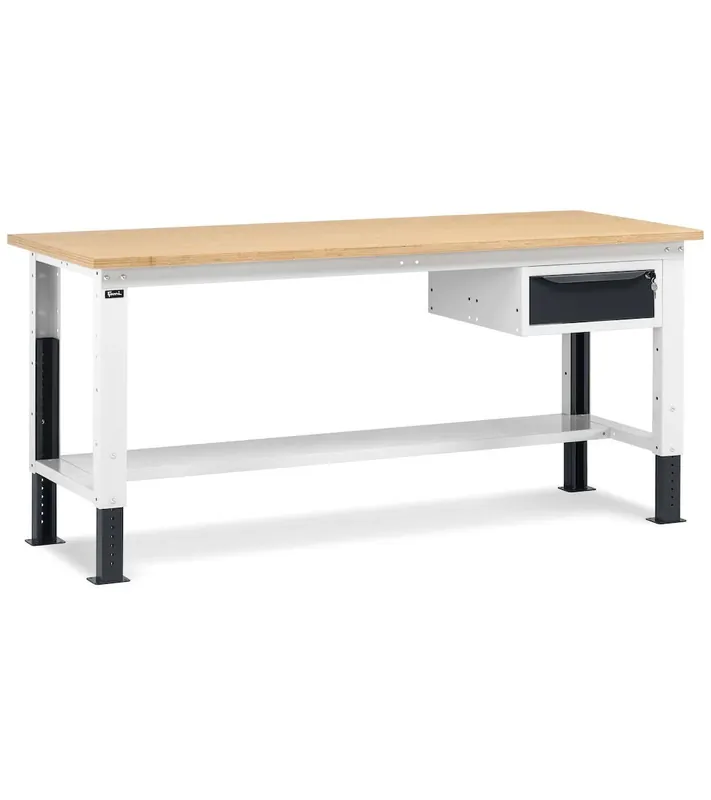 Miglior Prezzo Fami WORK2001 - Banco tavolo da lavoro con altezza regolabile 1 cassetto, L 200 cm - Altezza da 732 a 1057 mm