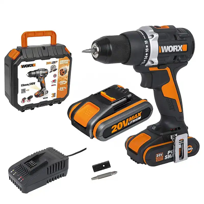 Pagamento Sicuro Worx WX102 - Trapano avvitatore brushless a batteria 20V - 2 x 2Ah in valigetta