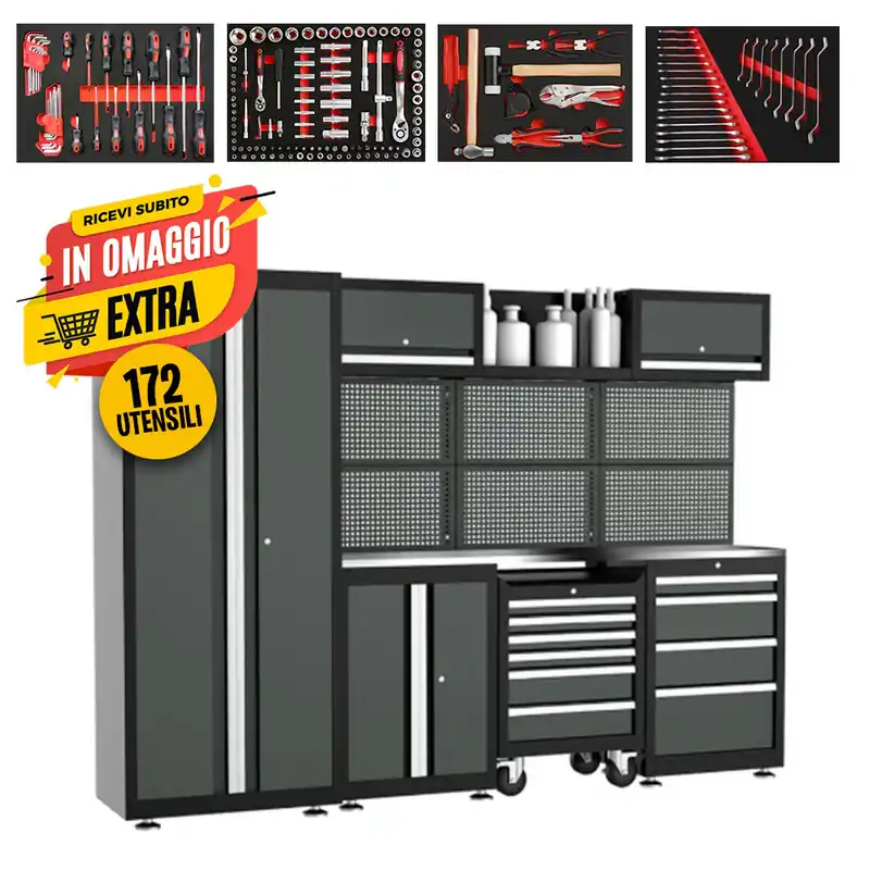 Marcotools 05.088.127 - Arredo arredamento per officina con armadio a doppia anta completo di 172 utensili Ultime Pezzi