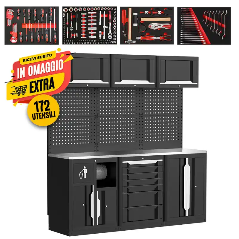 Marcotool 05.088.152 - Arredamento per officina con cassettiera e assortimento di 172 utensili A Buon Prezzo