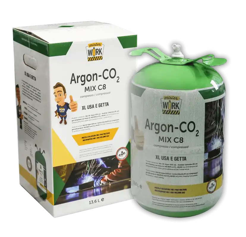 Bombola HELVI MisterWork MIX C8 - Bombola miscela gas Argon/CO2 - 14 lt - (0,9 3M) Economico