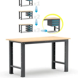 Bestseller Fami 391B01 - Banco da lavoro garage fisso Linea 391 - CASSETTI A SCELTA