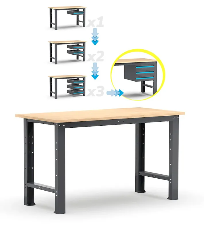 Bestseller Fami 391B01 - Banco da lavoro garage fisso Linea 391 - CASSETTI A SCELTA