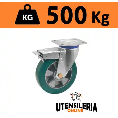 Ruota TR-ROLL con supporto rotante M e freno portata 500Kg 62AL Professionale