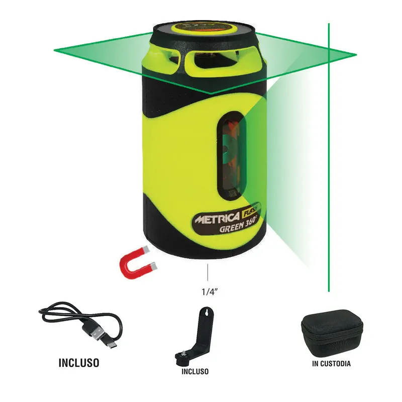 Metrica 61435 - Livella laser Flash Green 360° a raggio verde Solo Oggi