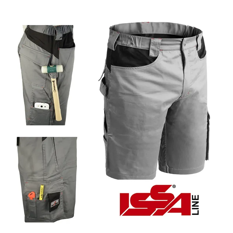 Acquista Ora Issa Stretch 8734B 080 Pantaloni corti da lavoro bermuda pantaloncini grigio/nero