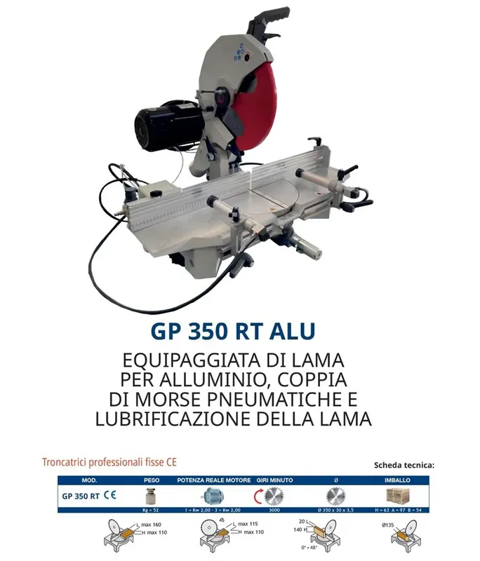 Pegic GP 350 RT ALU Troncatrice professionale per alluminio 2000W , trifase 380v Offerta Del Giorno