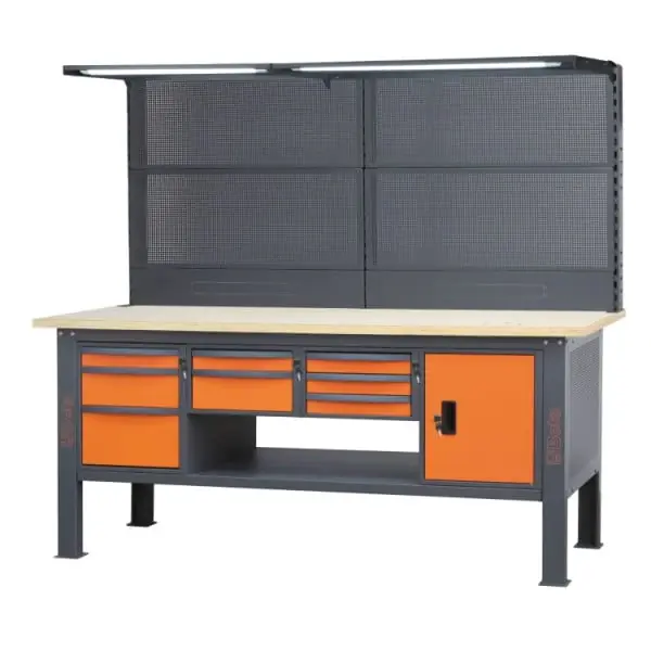 Beta C58BCA-W2,1/O - Banco da lavoro completo da 2,1 m con piano in legno, 8 cassetti e modulo anta Esclusivo