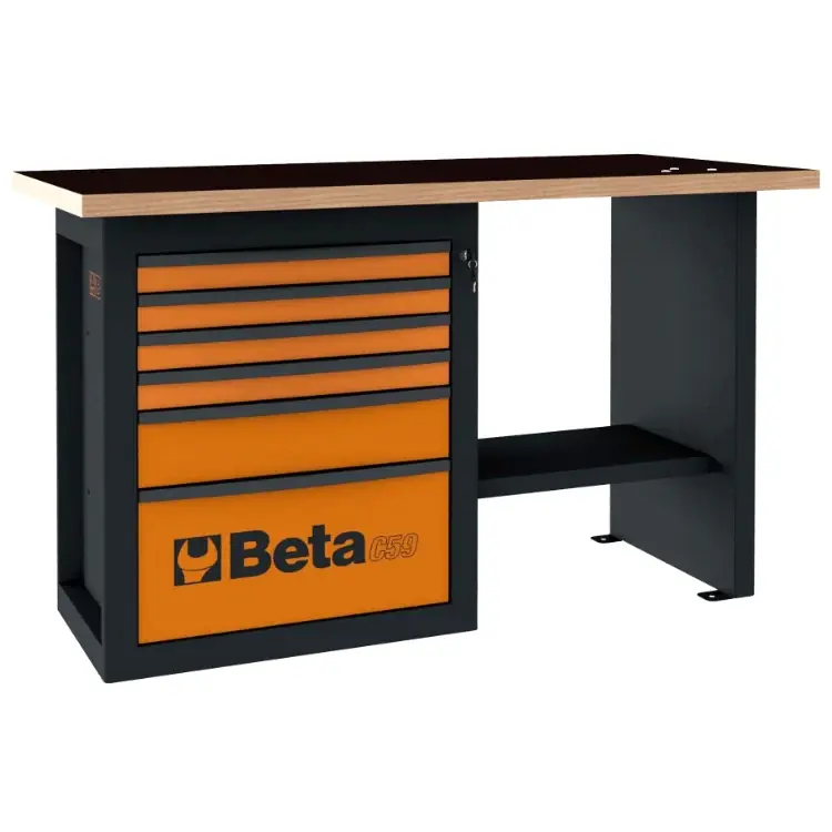 Prezzo Scontato Beta C59C - Banco da lavoro "Endurance" con 1 cassettiera da 6 cassetti, modello corto