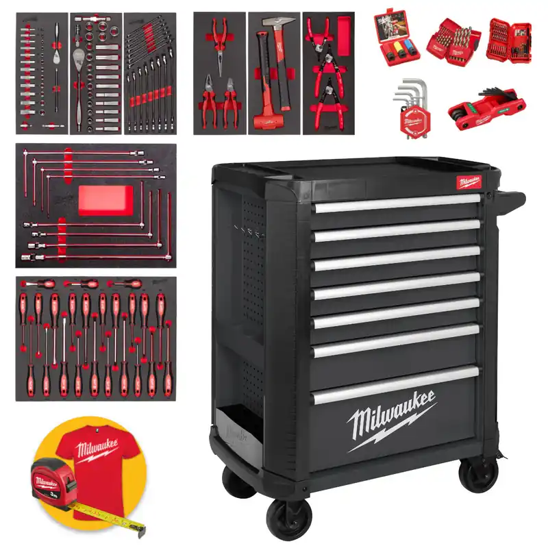 Acquista Ora Milwaukee CP7G-AUTO - Carrello portautensili porta attrezzi, grigio - Assortimento automotive 190 pezzi