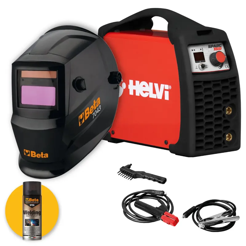Helvi Sparc 160 - Kit saldatrice inverter a elettrodo 160A + Maschera LCD autoscurante 7043 Acquista Ora