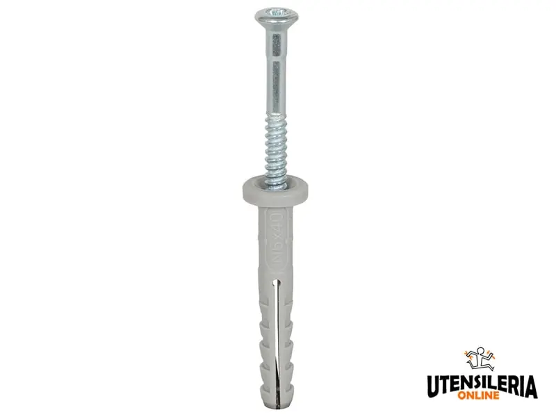 Tassello prolungato in nylon N-F con bordo piatto e vite (100pz) Prezzo Scontato