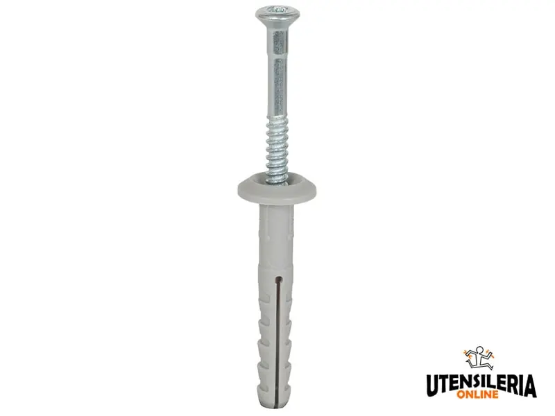 Più Venduto Tassello prolungato in nylon N-P con bordo largo e vite (100pz)