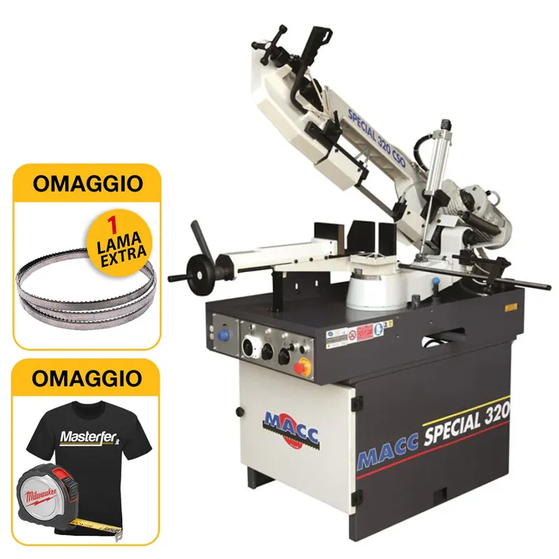 Super Prezzo MACC SPECIAL 320 CSO - Segatrice a nastro professionale per ferro, lubrificata con discesa autonoma