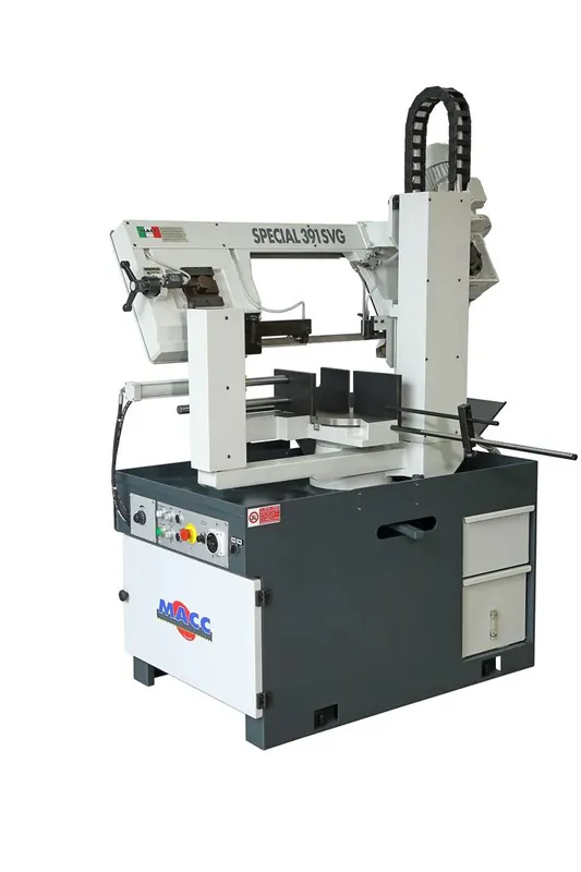Esclusivo MACC SPECIAL 391 SVG - Segatrice a nastro professionale semiautomatica per ferro, lubrificata