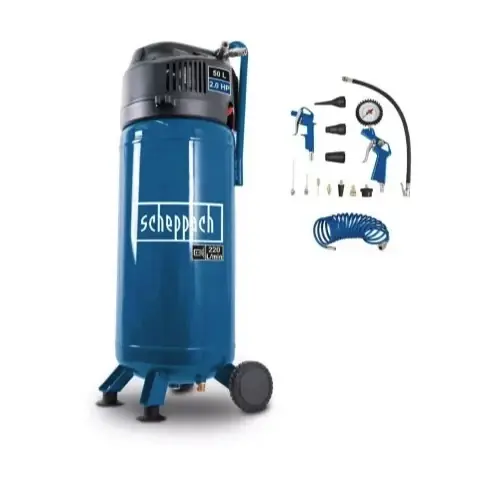 Scheppach HC51V - Compressore aria verticale 50 litri 10 bar 220v , senza olio + Accessori Economico