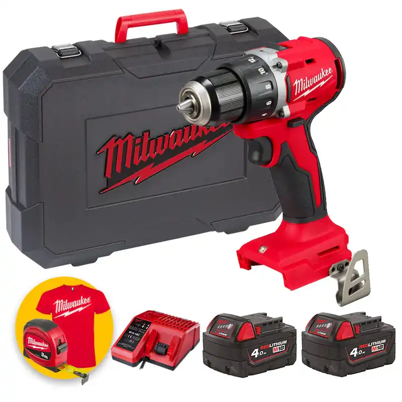 Offerta Limitata Milwaukee M18 BLDDRC-402C - Trapano avvitatore compatto brushless con caricabatterie 2 x 4.0 Ah