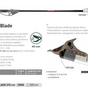 Lisam Sky Blade 9452 210 cm forbice elettrica con 2 batterie e il caricabatterie in dotazione Compra Online