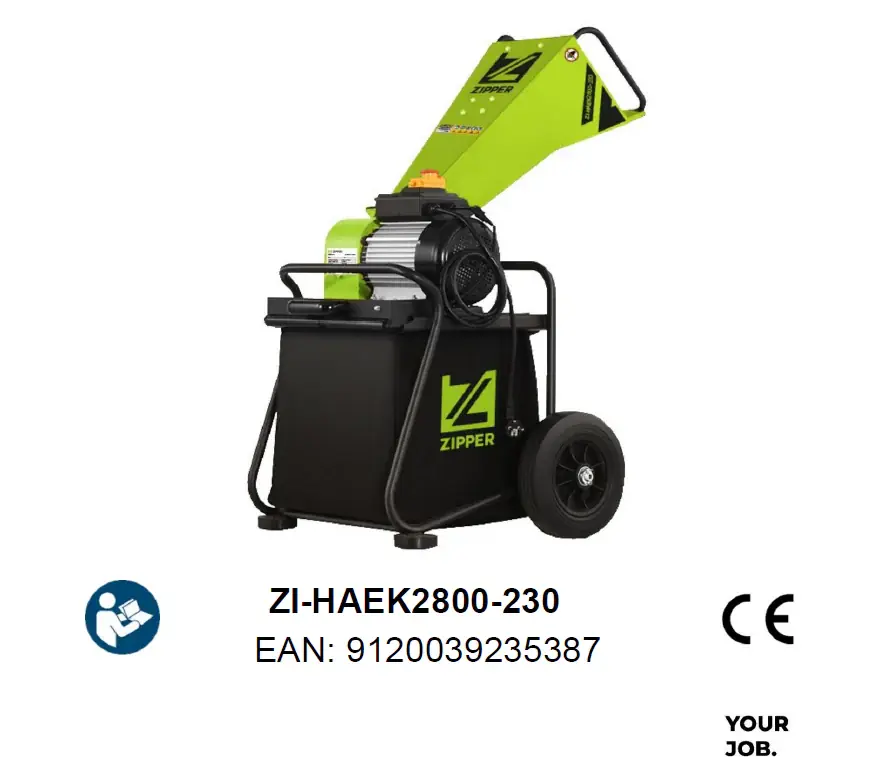 Zipper ZI-HAEK2800-230 biotrituratore elettrico 220V 2800w , per rami max Ø50 mm Spedizione Espresso