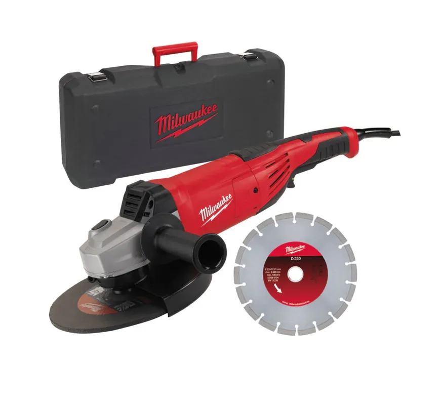 Esclusivo Milwaukee AG 22-230 D-SET DMS – Smerigliatrice angolare 2200W Ø230 mm (in valigetta con disco)