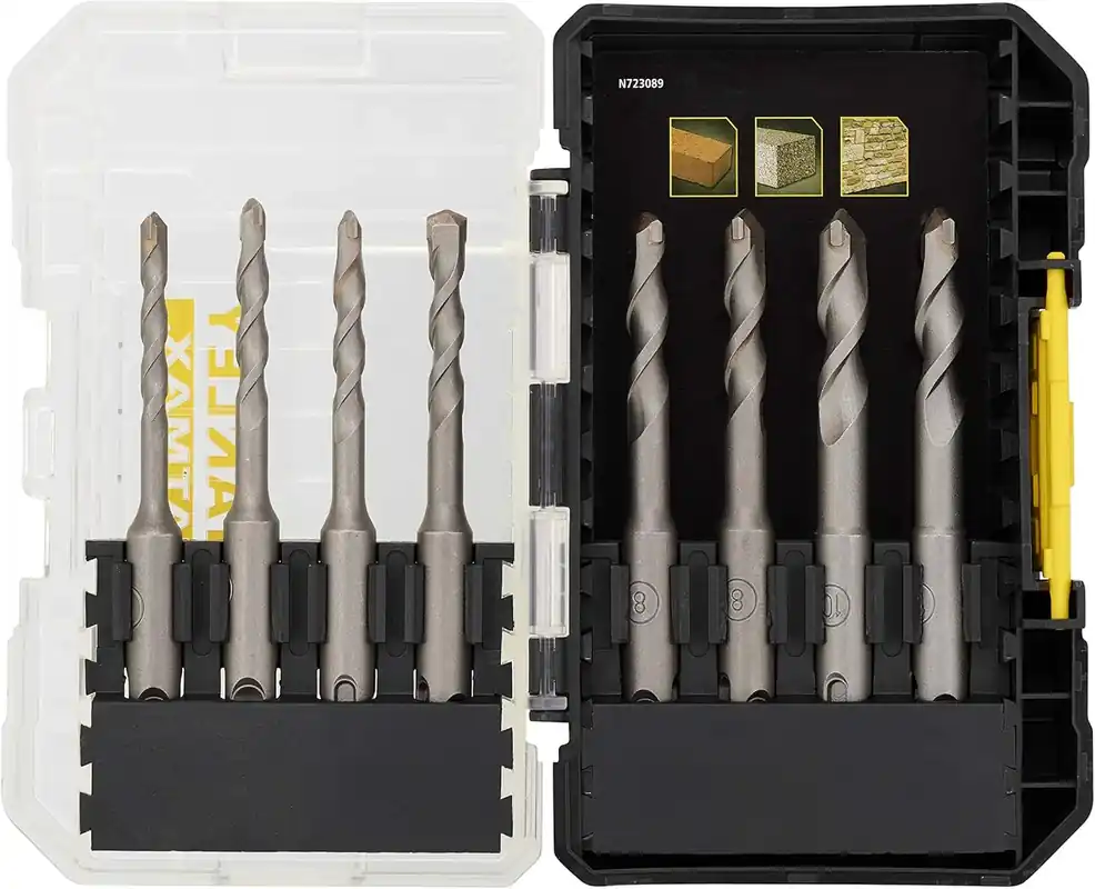 Professionale Stanley STA88555-XJ - Set di 8 punte da trapano tassellatore SDS-Plus