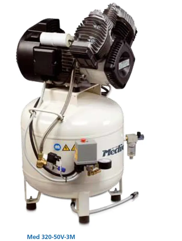 MedicAir MED 320-50V-ES-3M compressore senza olio con essiccatore per laboratori dentistici e odontotecnici , 50 litri 220V 8 Bar Economico
