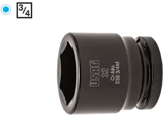 Usag 235 3/4 M Chiave a bussola con attacco 3/4" e bocca esagonale da 50 mm , lunghezza 72 mm Scelto Dai Clienti