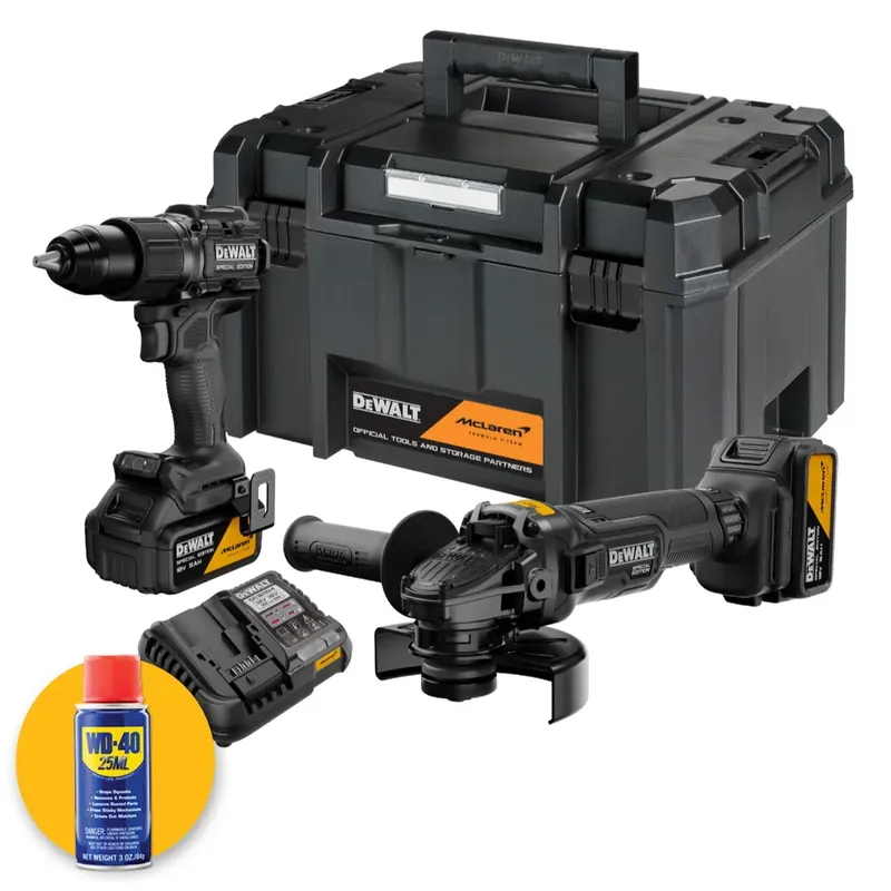 Saldi Kit Dewalt McLaren DCK2223MP2T-QW, trapano con percussione + smerigliatrice 18V, 2 x 5Ah
