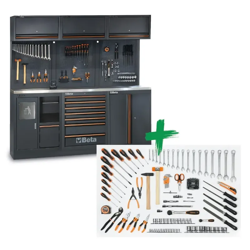 Beta C45PRO 2.0 AX/157UT - Arredamento per officina piano in acciaio con 157 utensili Universali Soddisfatti O Rimborsati