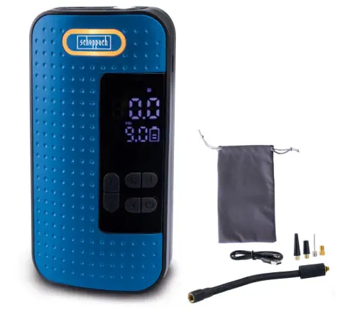 Ultime Pezzi Scheppach ac/108v Compressore tascabile per bici - pallone - moto max 10,3 Bar 2000 mAh