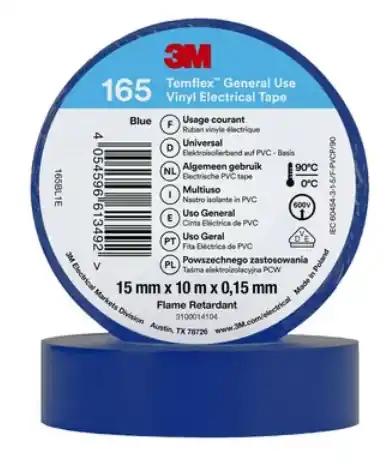 Ultima Occasione 3M™ Temflex™ 165 Nastro isolante in vinile, Blu, 15 mm x 10 m (10Pz)