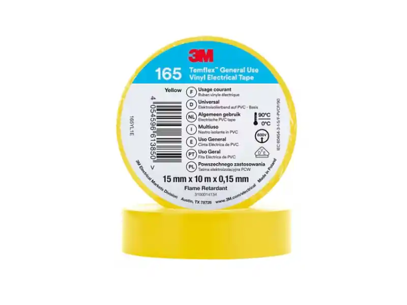 3M™ Temflex™ 165 Nastro isolante in vinile, Giallo, 15 mm x 10mt (10pz) Occasione